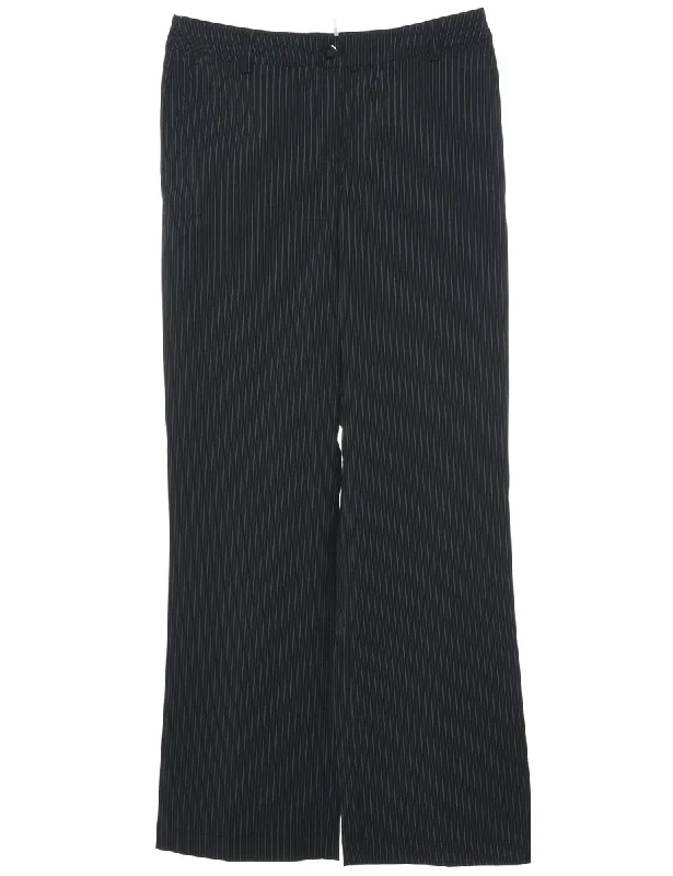 European Plan Black Casual Striped Trousers - W30 L31