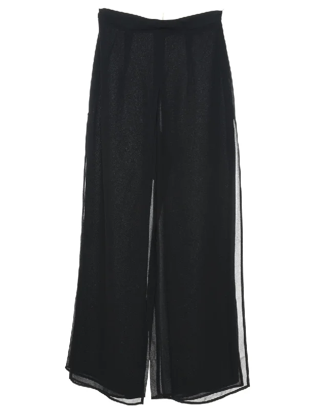 Sports Fashion Black Flared Leg Palazzo - W26 L28