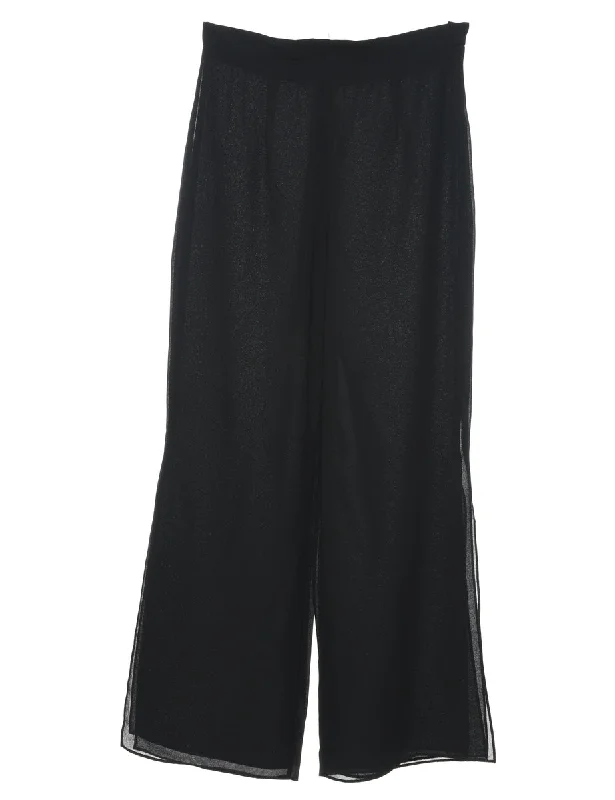 Personalized Design Black Flared Leg Wide Leg Trousers - W28 L29
