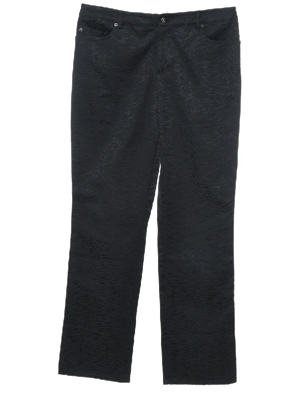 Goddess Style Black Metallic Patterned Trousers - W34 L32