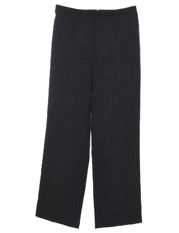 Fashion Selection Black Pinstriped Trousers - W28 L31