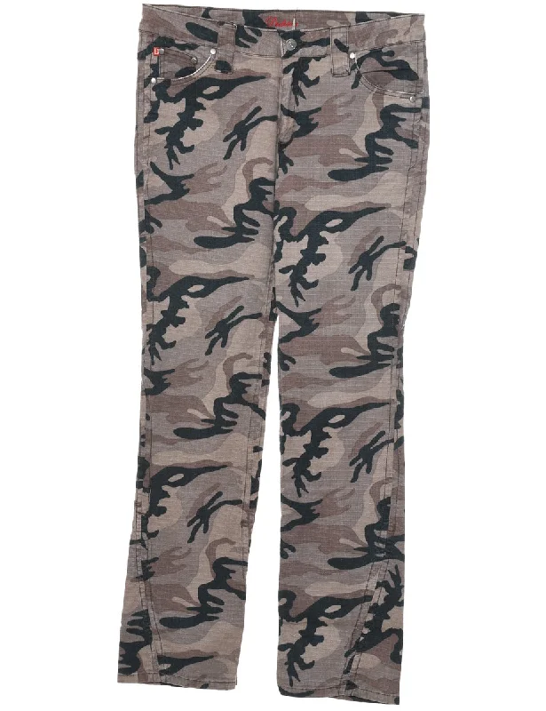 New Season Series Camouflage Print Grey, Black & White Y2K Trousers - W30 L30