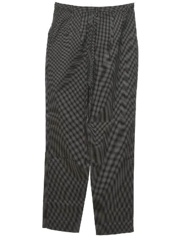High-end Fashion Checked Black & Off-White 1990s Trousers - W28 L31