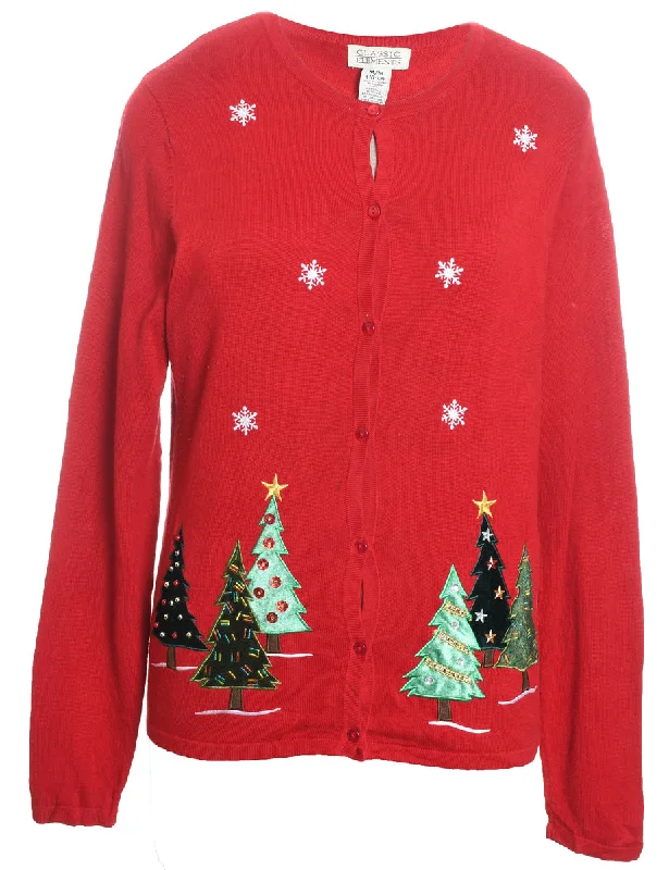 Cozy Pants Christmas Tree Design Cardigan - M