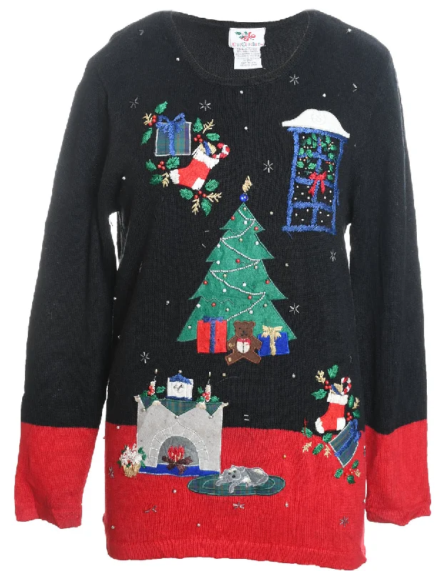Elegant Casuals Christmas Tree Design Jumper - S