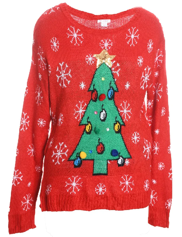 Casual Chic Looks Christmas Tree Knit Design Jumper - XXL