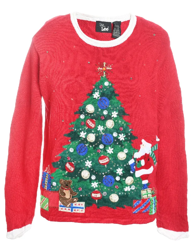 Relaxed Jackets Christmas Tree Print Jumper - M