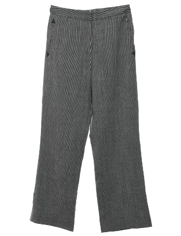 Fashion Design Classic Black & White Patterned Trousers - W28 L31