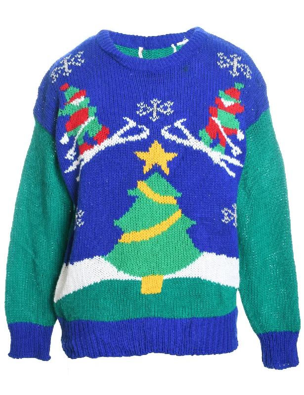 Lounge Chic Classic Christmas Tree Design Jumper  - L