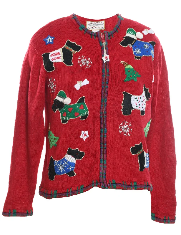 Fashion And Simplicity Cute Animal Print Christmas Cardigan - M