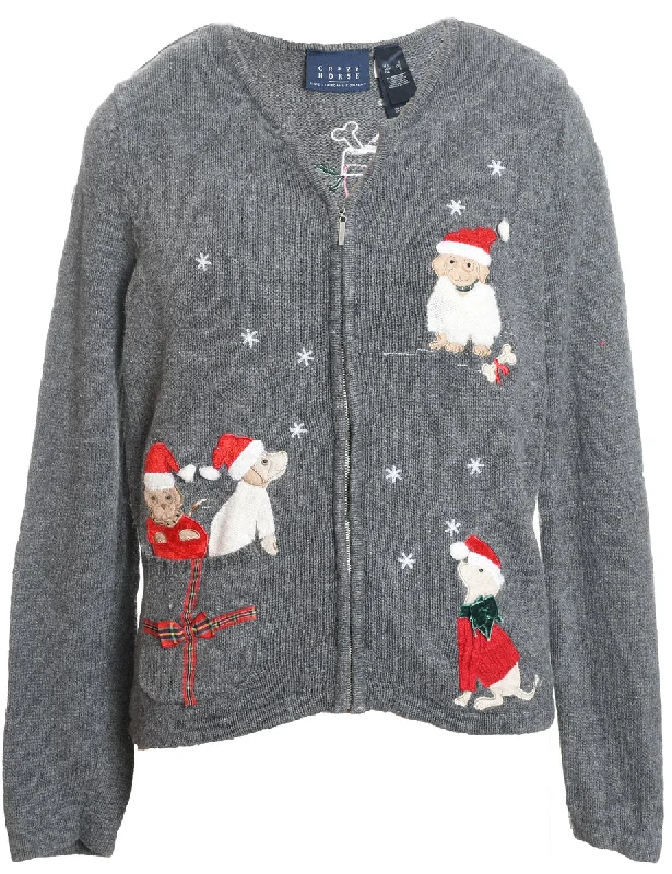 Soft Trends Cute Animal Print Christmas Cardigan - S