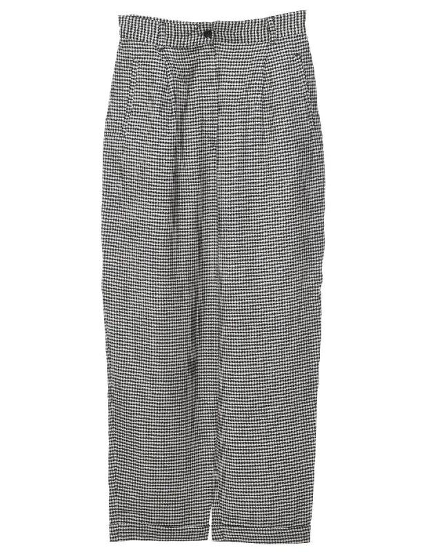 Comfortable Series Dogtooth Design Black & White Tapered Trousers - W26 L27
