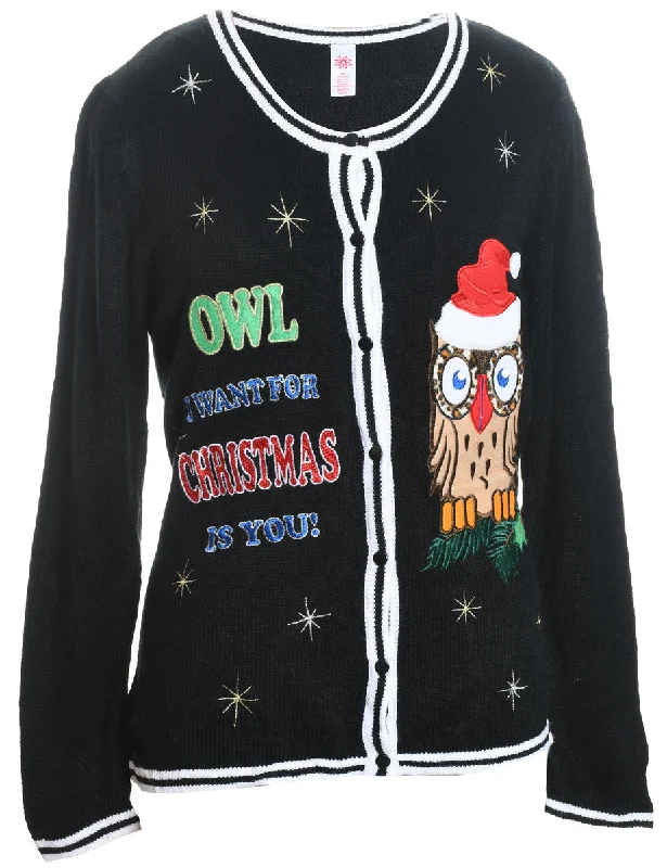Versatile Casuals Festive Print Christmas Cardigan - M