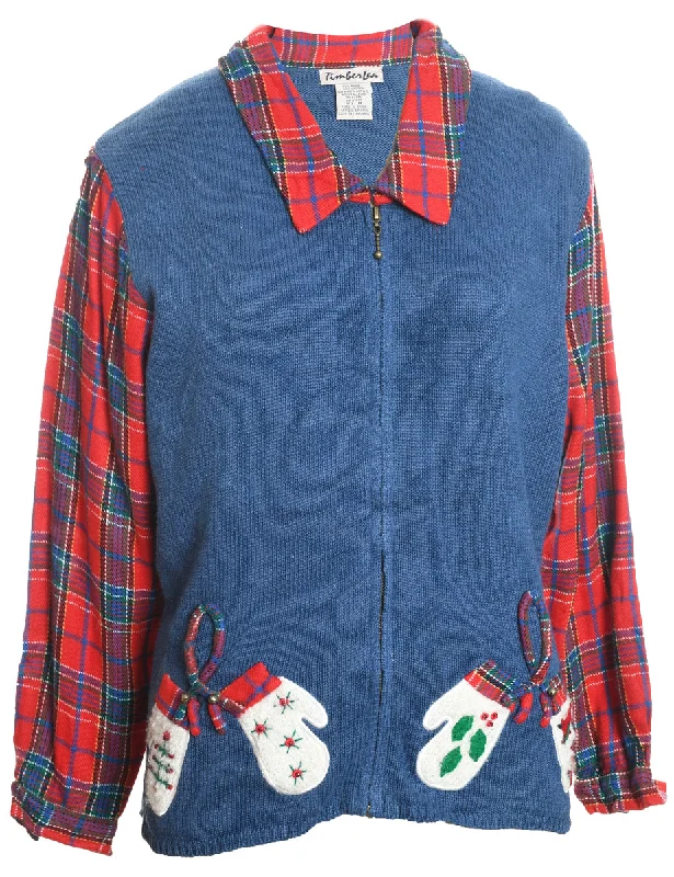 Soft Knitwear Festive Print Christmas Cardigan - XL