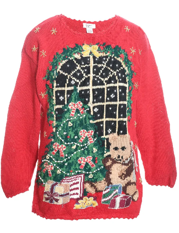 Easygoing Outfits Festive Print Christmas Jumper - L