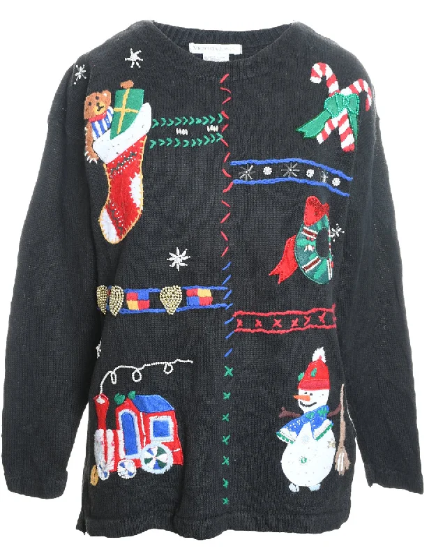 Stylish Casuals Festive Print Christmas Jumper - M