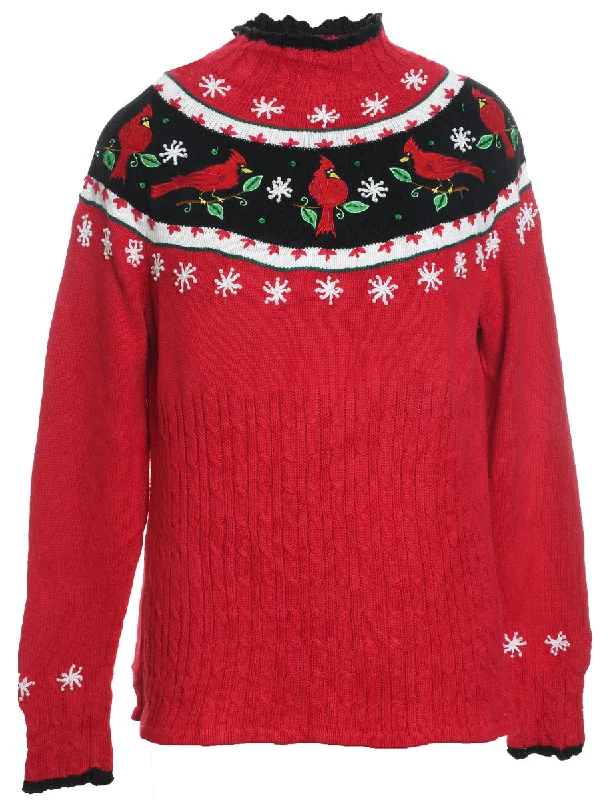 Comfortable Mind Festive Print Christmas Jumper - XL