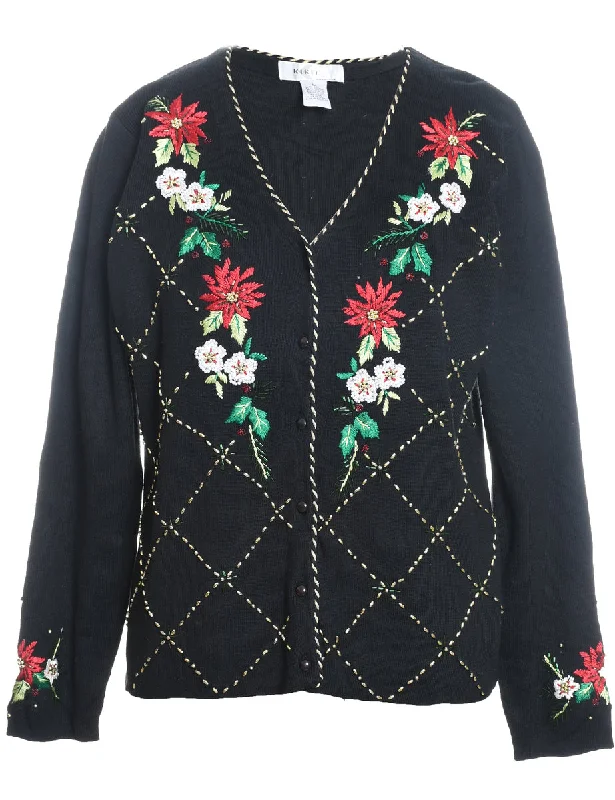 Luxury Classic Floral Christmas Cardigan - M
