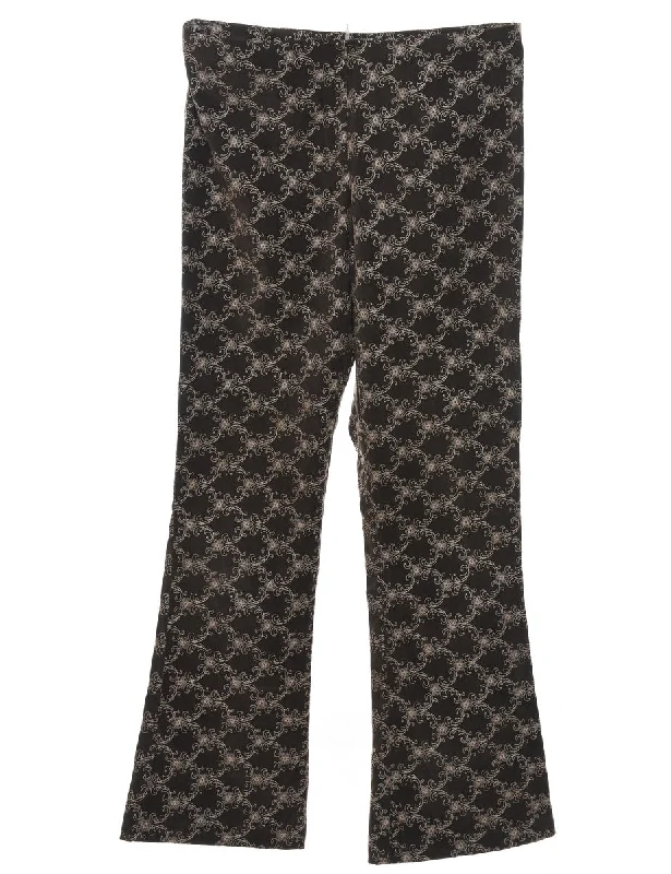 Exclusive Customization Y2K Floral Print Embroidered Trousers - W32 L32