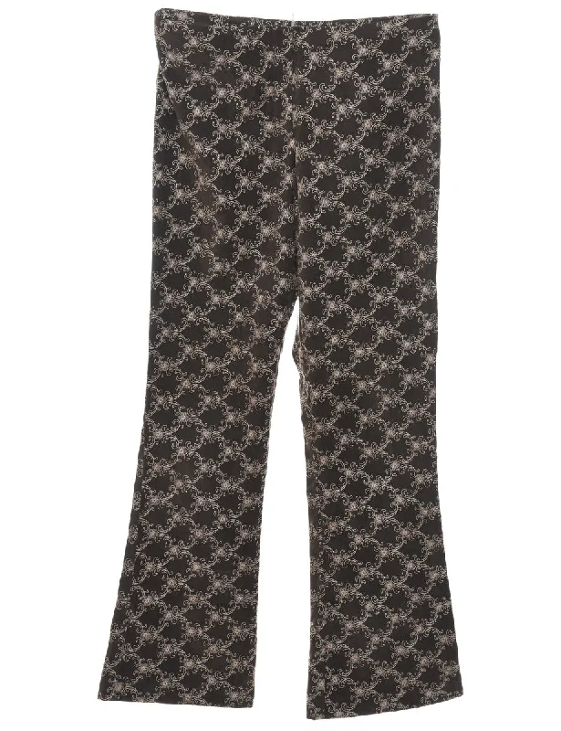 Advanced Customization Floral Print Embroidered Y2K Trousers - W34 L33