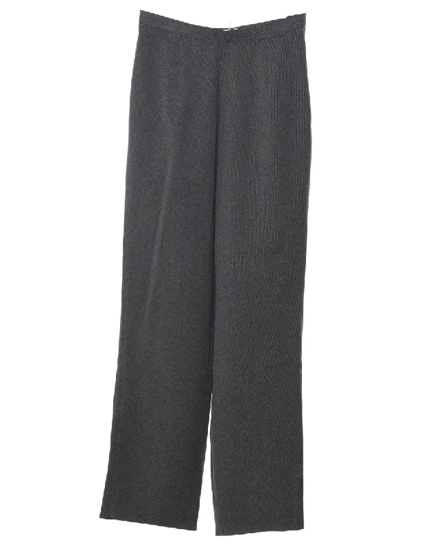 Classic Retro High Waist Casual Dark Grey Trousers - W24 L30