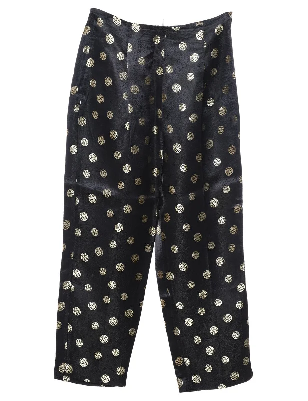 Comfortable And Versatile Jacquard Pattern Black Trousers - W28 L27