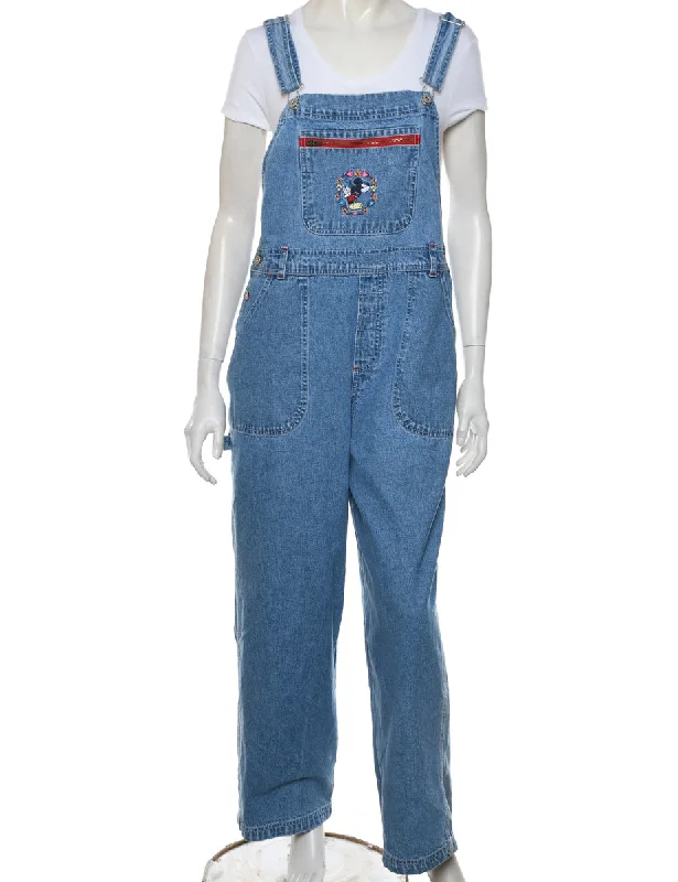 High Street Style Light Wash 1990s Dungarees - W36 L29