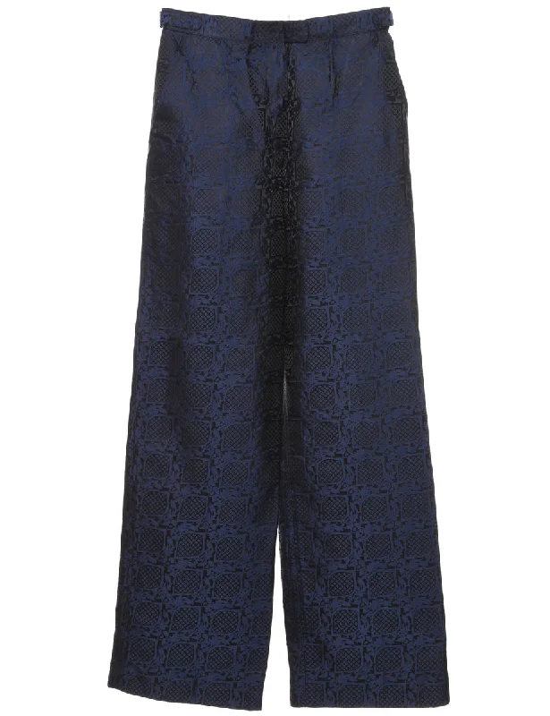 Personalized Series Navy & Black Metallic Patterned Trousers - W24 L32