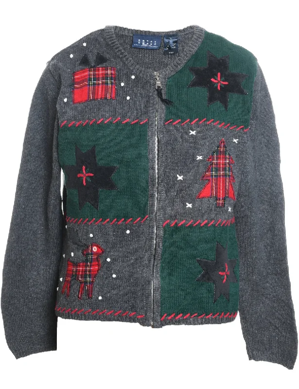 High-end Wear Nordic Knit Christmas Cardigan - L