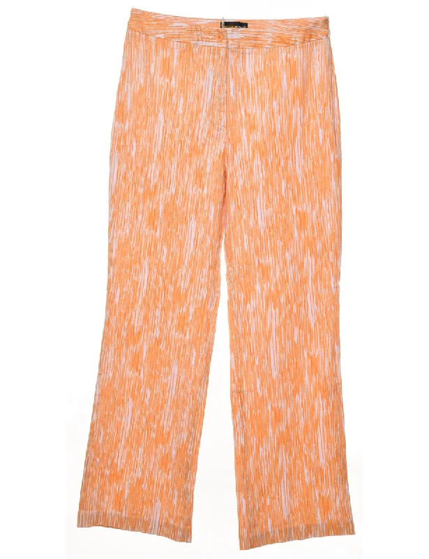 Versatile Items Orange & White Patterned Bootcut Trousers - W30 L31