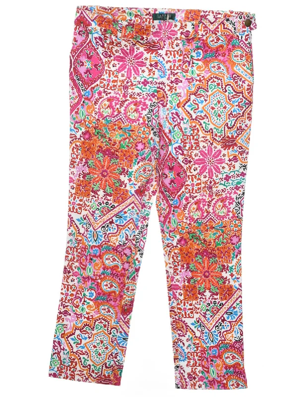 Avant-garde Design Ralph Lauren Floral Print Multi-Colour Trousers - W34 L27