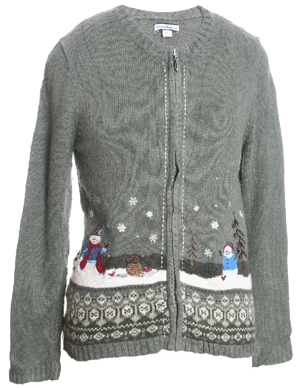 Comfy Dress Snowman Christmas Cardigan - M