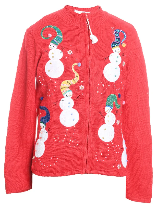 Breezy Outfits Snowman Christmas Cardigan - M