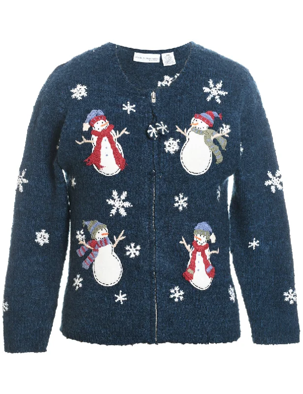 Bottom And Versatile Snowman Christmas Cardigan - M