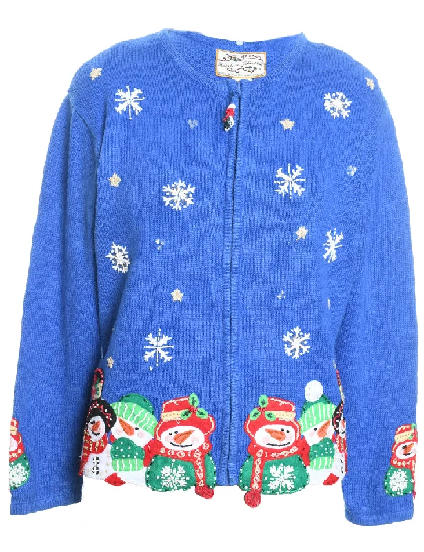 Fresh And Natural Snowman Christmas Cardigan - M