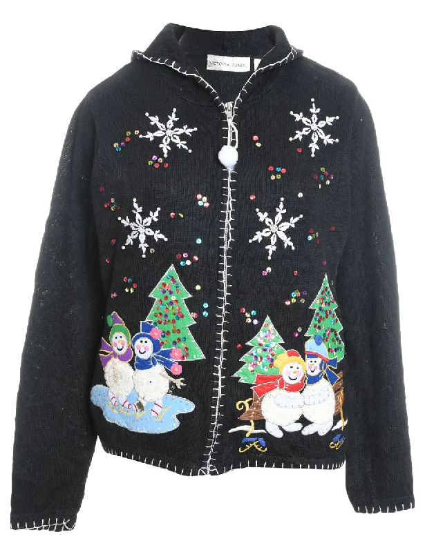 Summer Selection Snowman Christmas Cardigan - M