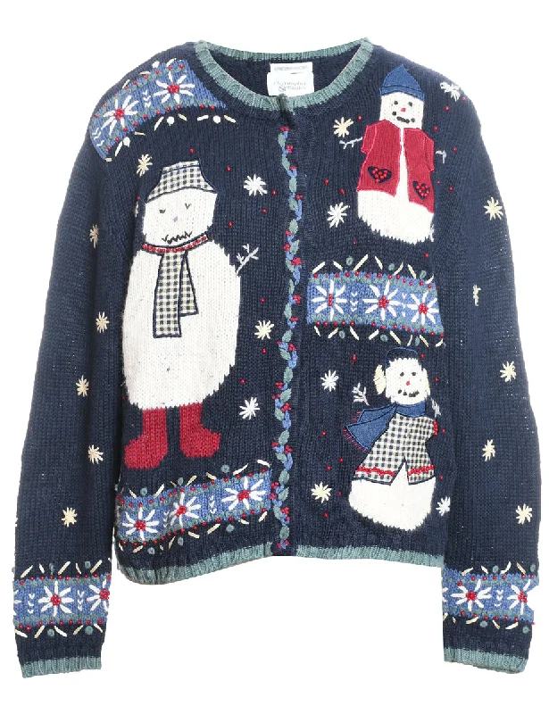 Personal Design Snowman Christmas Cardigan - M