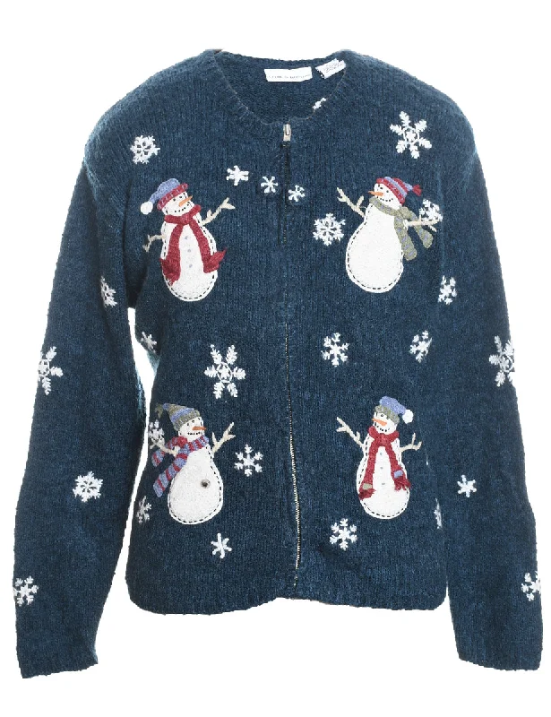 Diamond Series Snowman Christmas Cardigan - S
