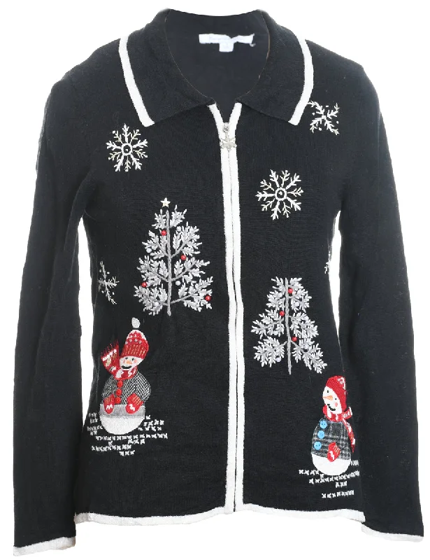 Relaxed Tops Snowman Christmas Cardigan - S