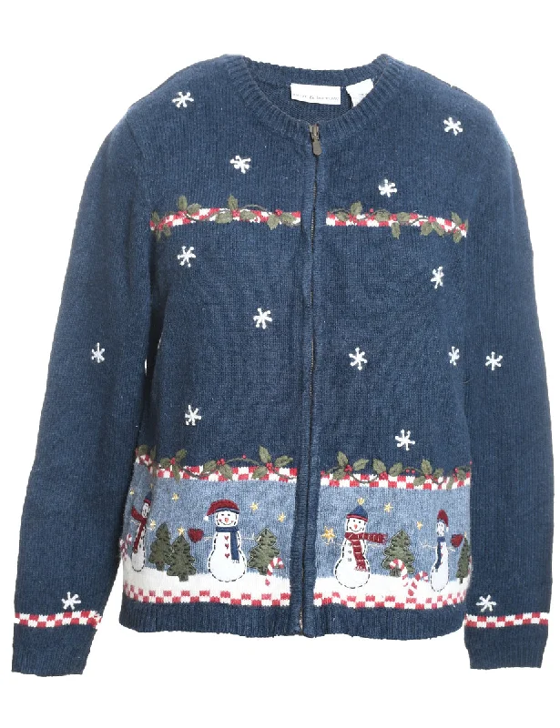 Relaxed Clothing Snowman Christmas Cardigan - S