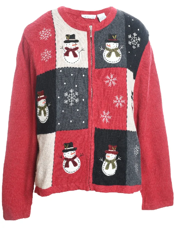 Casual Fit Wear Snowman Christmas Cardigan - XL