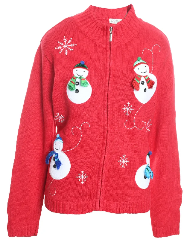 High-end Fabrics Snowman Christmas Cardigan - XL