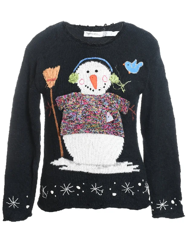 Light Dressing Snowman Christmas Jumper - M