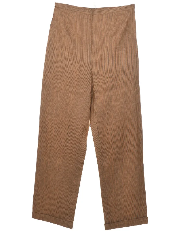 Elegant Wear Striped Light Brown Casual Tapered Trousers - W28 L28