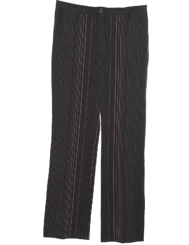 Elegant Design Striped Pink & Brown Y2K Trousers - W32 L33