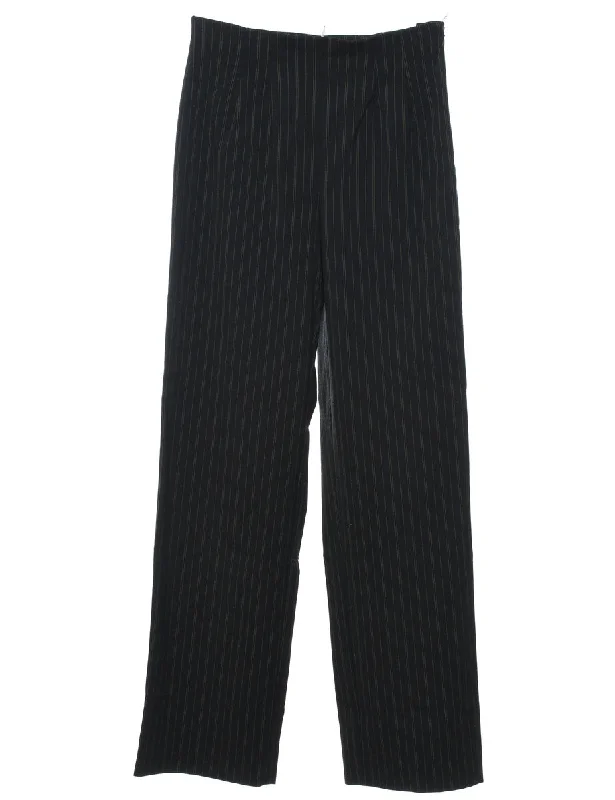 Lazy Home Worthington Black Pinstriped Trousers - W25 L31