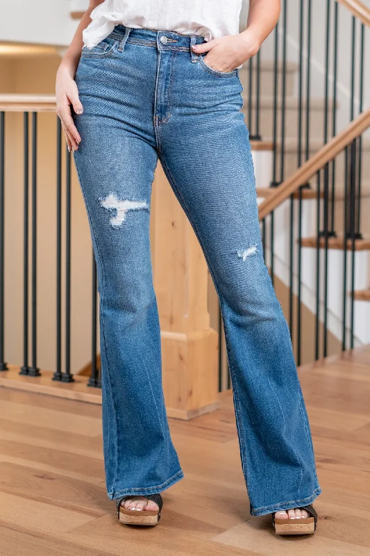 French Style Julianne High Rise Distressed Flare