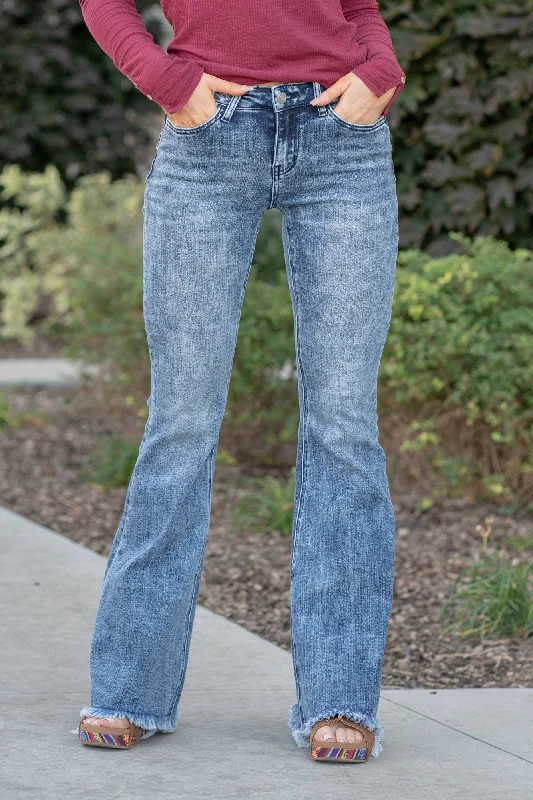 Retro Fashion Austin Sky Mid Rise Super Flare