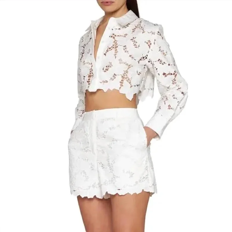 Soft Wear 3D Cotton Lace Shorts In White
