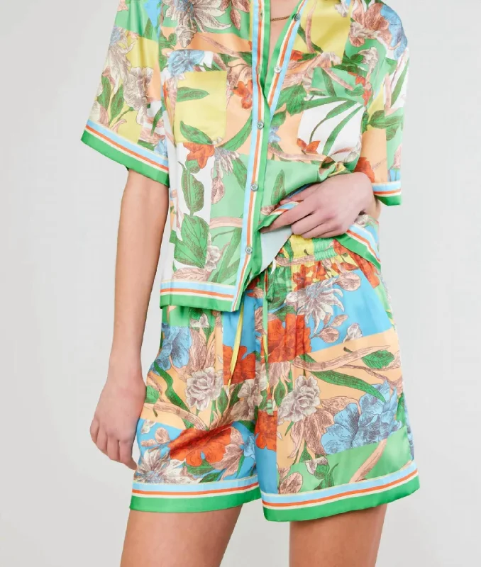 Dressing Tips Color Block Elastic Waist Shorts In Floral